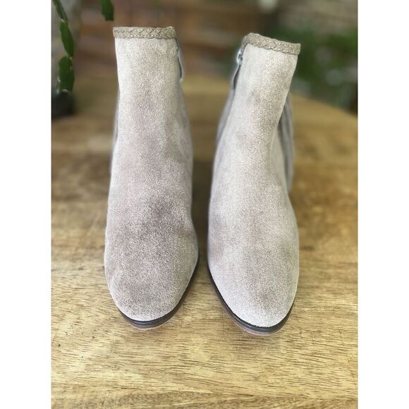 Franco Fortini Ella Suede Leather Ankle Boots Taupe Fringe Block Heel Size 6 - Picture 3 of 10